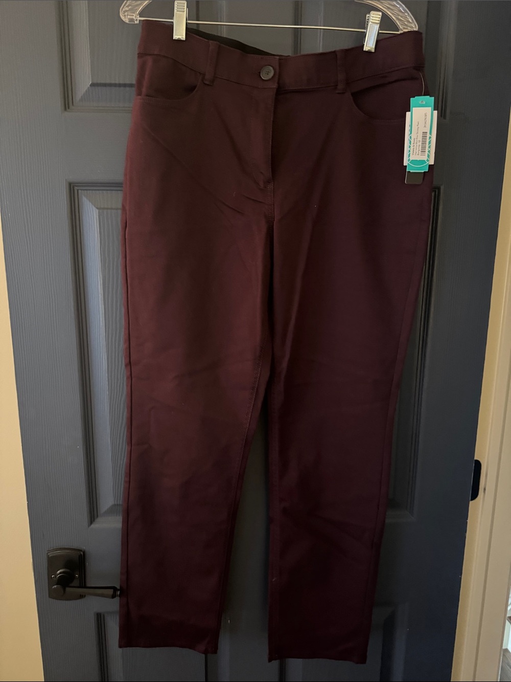 Classic Straight Leg Pants in Deep Wine